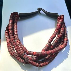 Monies Gerda Lynggaard Multi Strands Horn Beads vintage Necklace.